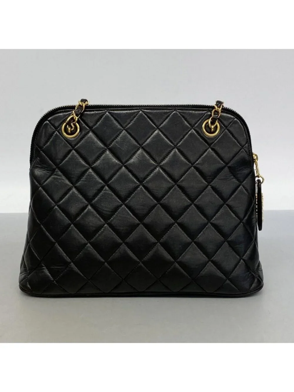 Chanel Shoulder Bag Quilted Lambskin Black Gold